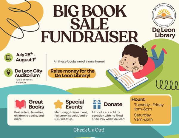De Leon Library Big Book Sale Fundraiser.png
